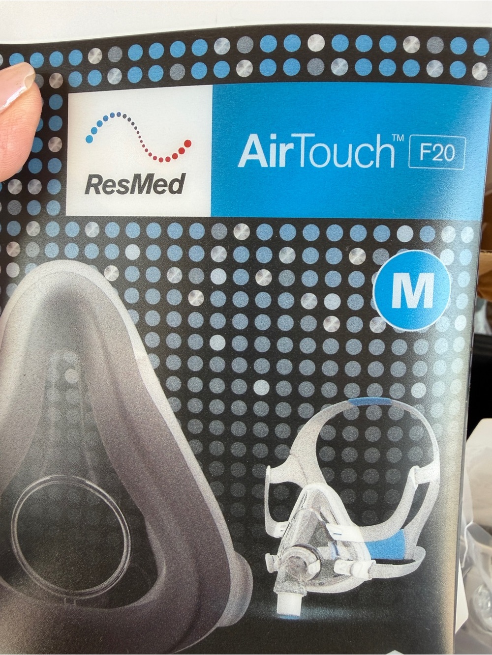 ResMed AirTouch F20 Nasal CPAP Mask in Blue and Gray